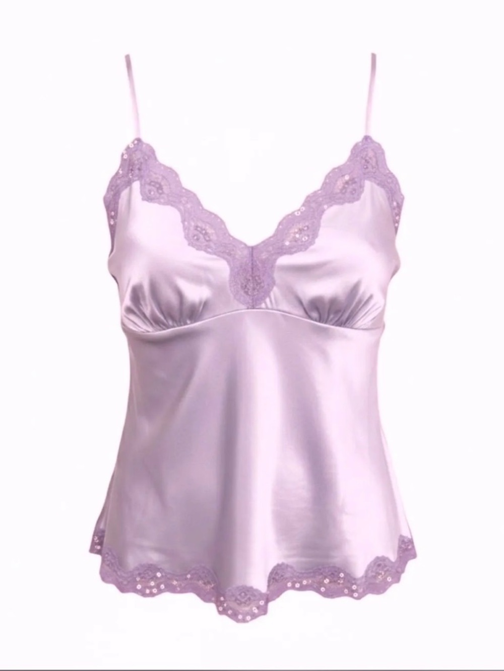 Gold Hawk Silk Slim-Fit Cami w/ Embellished Lace Trim (Purple Haze)